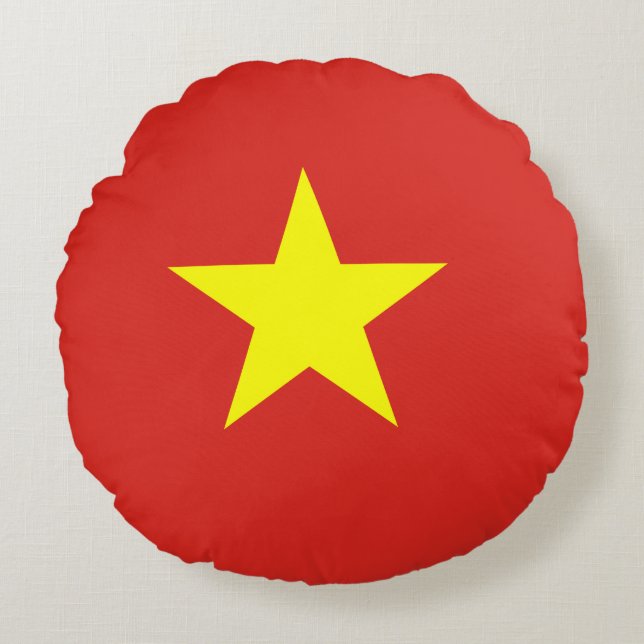 Vietnam flagga rund kudde (Framsidan)