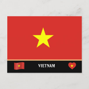 Vietnam Flagga & Vietnamesiska land resa / Vietnam Vykort