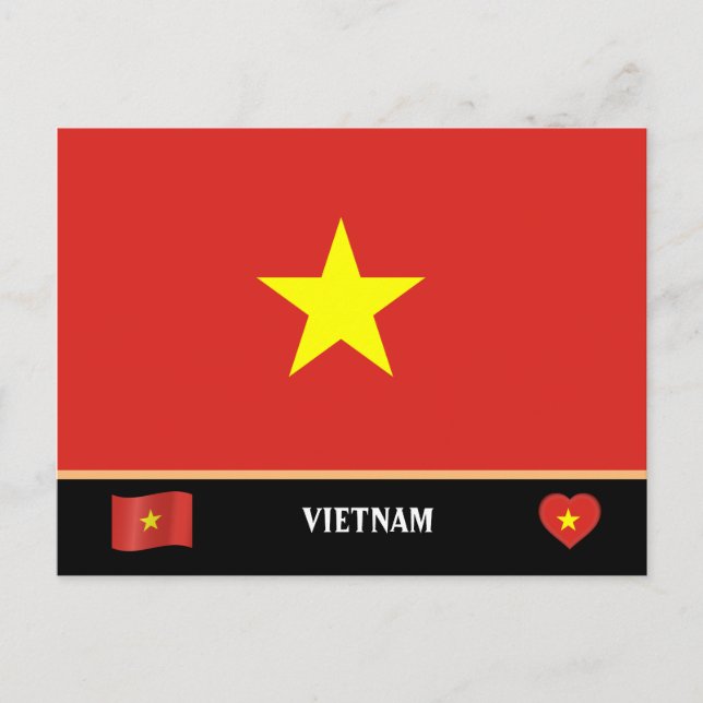 Vietnam Flagga & Vietnamesiskt land resor / Vietna Vykort (Framsida)