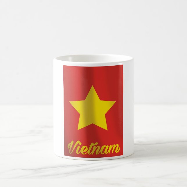 Vietnam flagga vintage resor poster kaffemugg (Center)