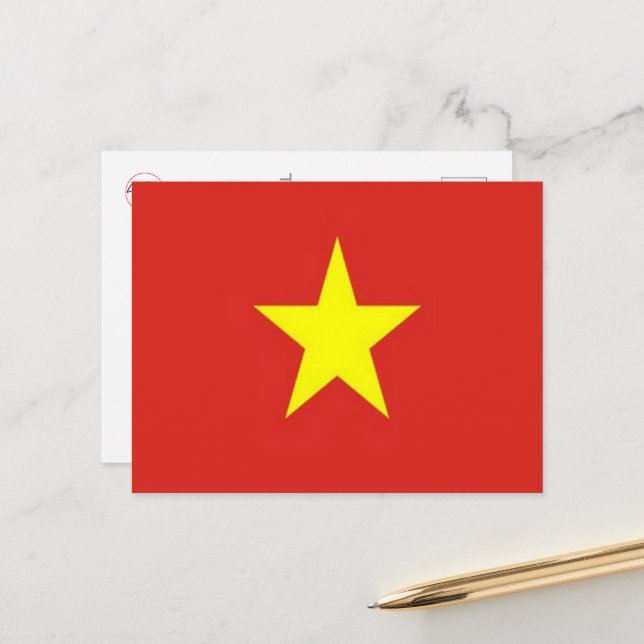 Vietnam - Flagga - Vykort (Fram/Back In Situ)
