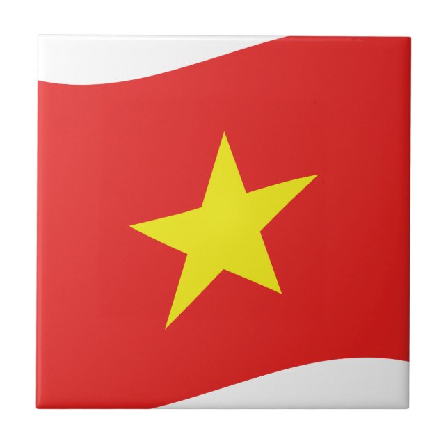 Vietnam Flagga Wave Kakelplatta (Framsidan)