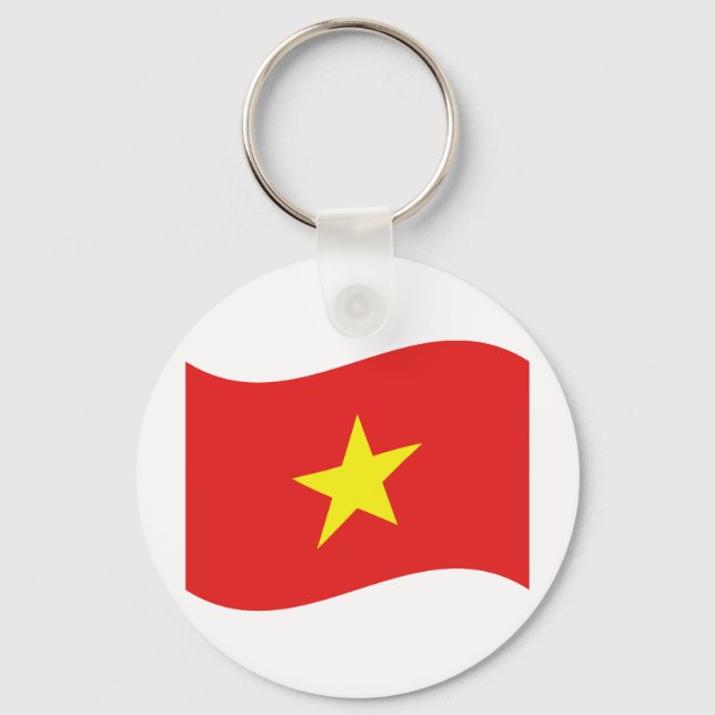 Vietnam Flagga Wave Nyckelring (Framsida)