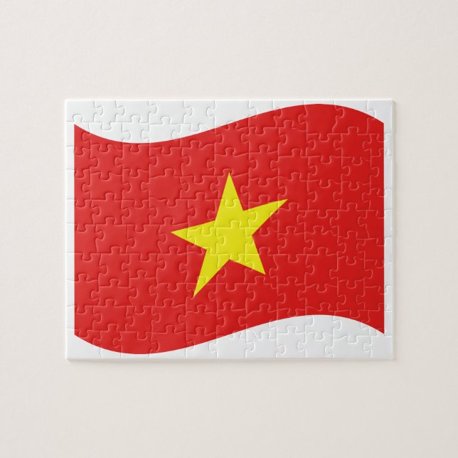 Vietnam Flagga Wave Pussel (Horisontell)