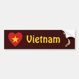 Vietnam flaggahjärta + Kartabildekal Bildekal