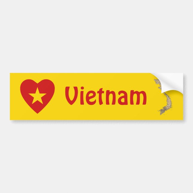 Vietnam flaggahjärta + Kartabildekal Bildekal (Framsidan)