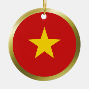 Vietnam flaggaprydnad julgransprydnad keramik