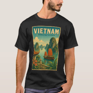 Vietnam Ha Long Bay Illustration Resa Konst Retro T Shirt