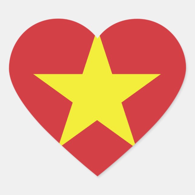 Vietnam Heart Flagga Hjärtformat Klistermärke (Framsida)