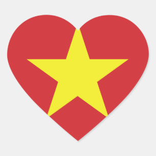 Vietnam Heart Flagga Hjärtformat Klistermärke