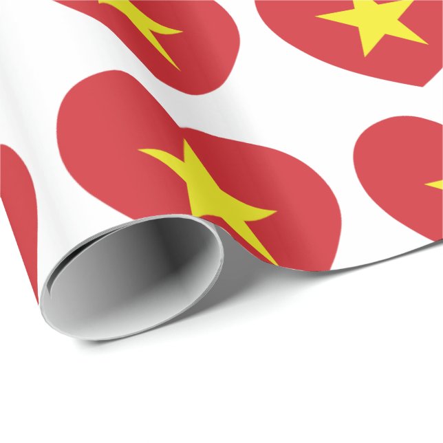 Vietnam Heart Flagga Presentpapper (Rullad Hörn)