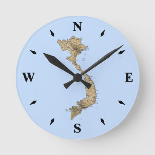 Vietnam Karta Clock Rund Klocka