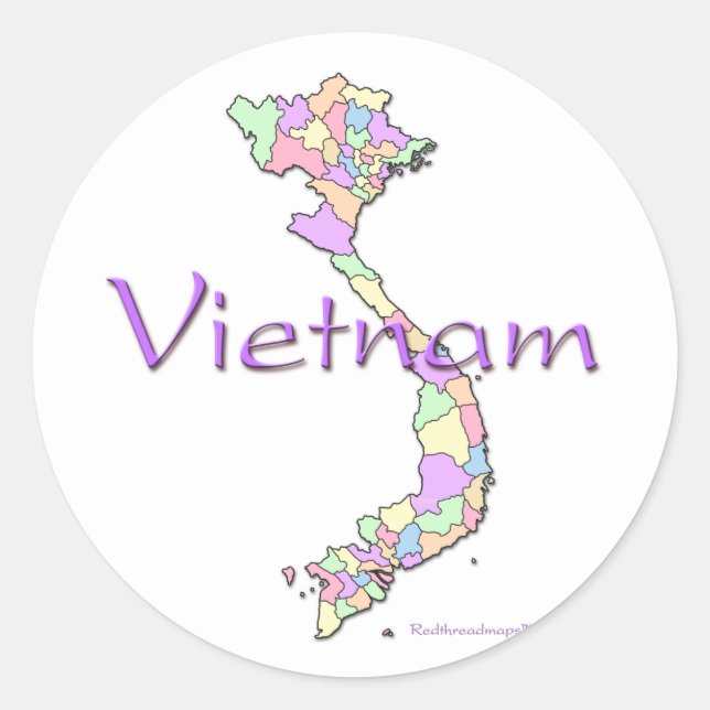 Vietnam Karta Runt Klistermärke (Framsida)