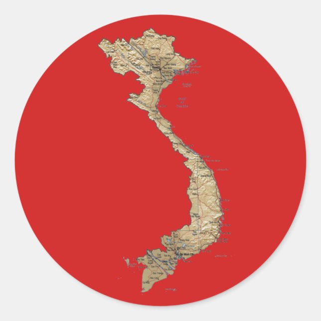 Vietnam Karta Sticker Runt Klistermärke (Framsida)
