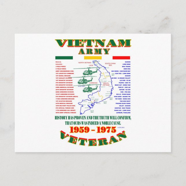VIETNAM KRIG. AMERICAN ARMY VETERAN VYKORT (Framsida)
