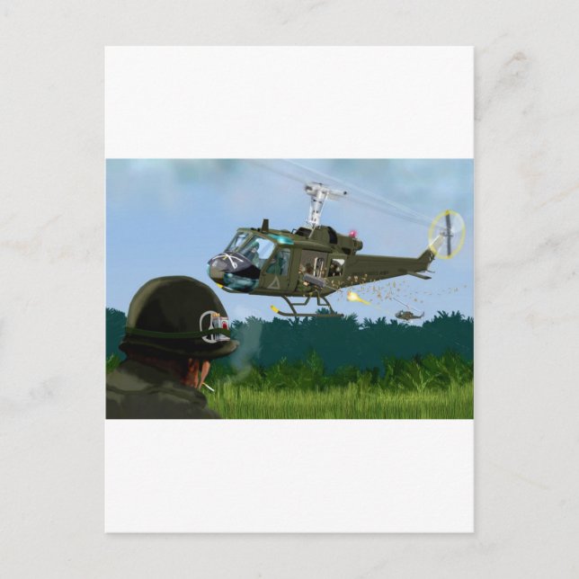 Vietnam Krig Bell Huey. Vykort (Framsida)