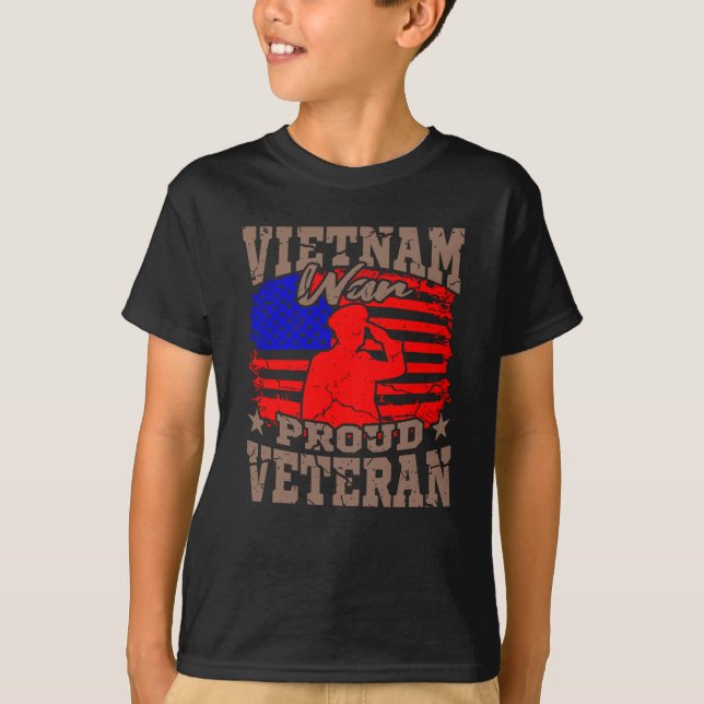 VIETNAM KRIG PROUD VETERAN American Veteran Gift T Shirt (Framsida)