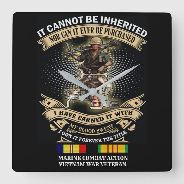 VIETNAM KRIG VET CLOCK FYRKANTIG KLOCKA (Framsida)