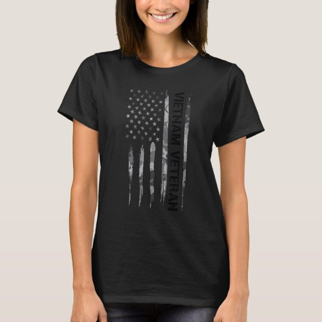 Vietnam Krig Vietnam Veteran - Amerikanska Flagga T Shirt (Framsida)