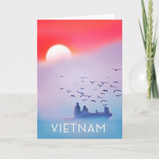 Vietnam kvällssol Semester affisch Helgkort (Framsida)
