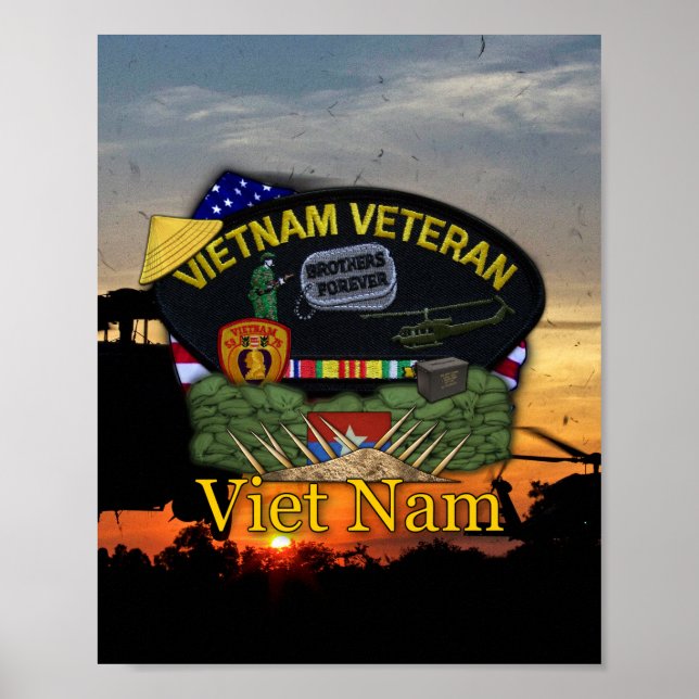 Vietnam Nam Krig Veterans Vets Patch Print Poster (Framsidan)