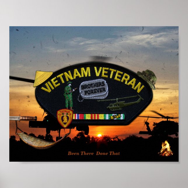 Vietnam Nam Krig Vets Veterans Patch Poster (Framsidan)