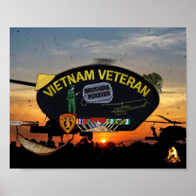 Vietnam Nam Krig Vets Veterans Patch Poster (Framsidan)