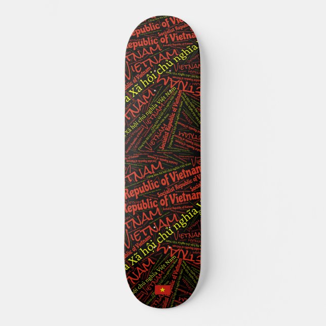 Vietnam National Pride Wordcloud Skateboard (Framsida)