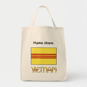 Vietnam och Sydvietnamesisk Flagga med ditt namn Tygkasse