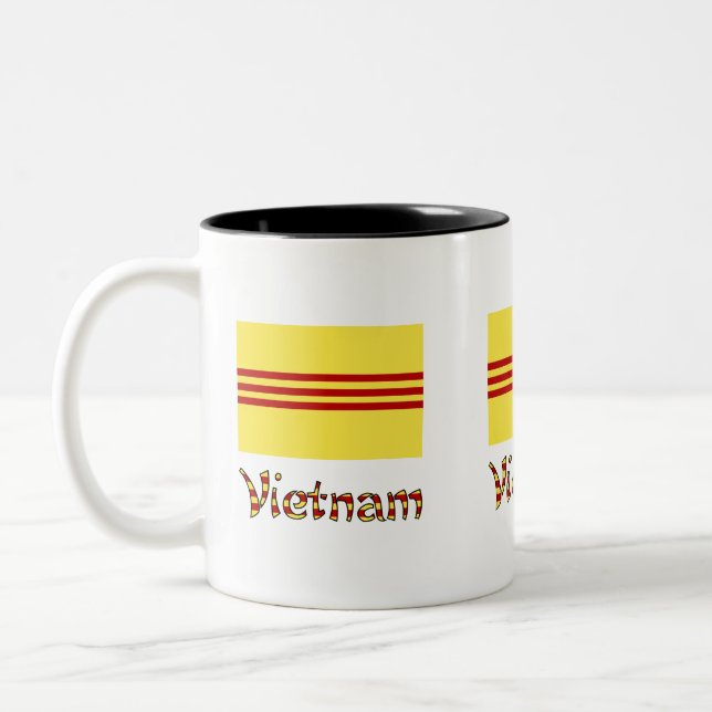 Vietnam och sydvietnamesiska flaggan 3 Två-Tonad mugg (Vänster)