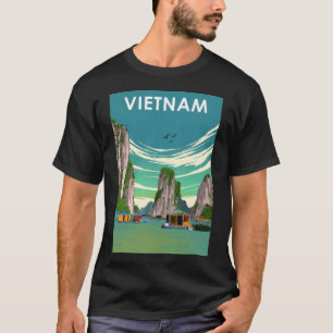 Vietnam Retro Vintage Minimal Land Travel Poste T Shirt