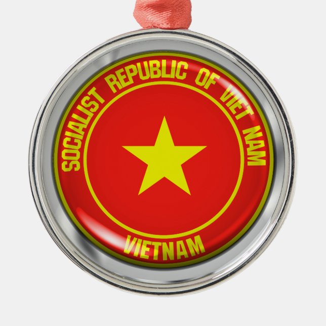 Vietnam Round Emblem Julgransprydnad Metall (Framsidan)