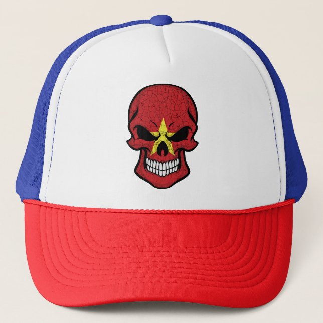 Vietnam Smiling Skull Flagga Keps (Framsida)