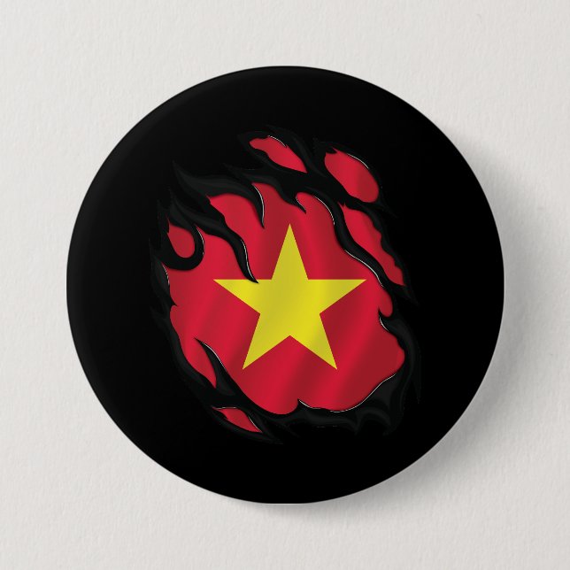 Vietnam söndrig flagga knapp (Framsida)