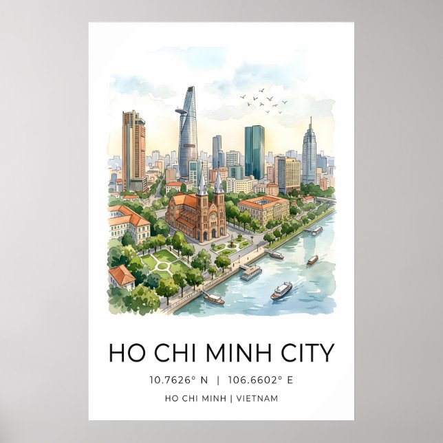 Vietnam Stadssiluett Tryck, Ho Chi Minh, Notre Poster (Framsidan)