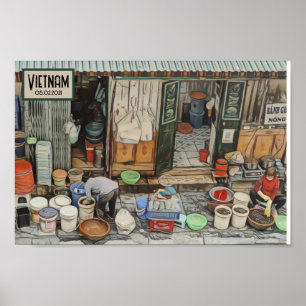 Vietnam Street Life, Anpassade Travel Date Poster