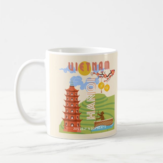 Vietnam Travel Art Kaffemugg (Vänster)