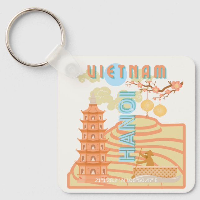 Vietnam Travel Art Nyckelring (Framsida)