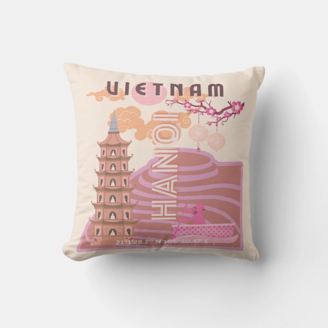 Vietnam Travel Art, Retro Kudde (Framsida)