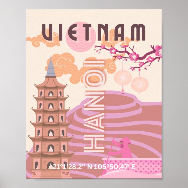 Vietnam Travel Art, Retro Poster (Framsidan)