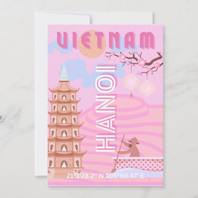 Vietnam Travel Art, Rosa Julkort (Framsida)