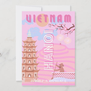 Vietnam Travel Art, Rosa Julkort
