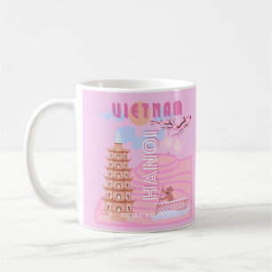 Vietnam Travel Art, Rosa Kaffemugg
