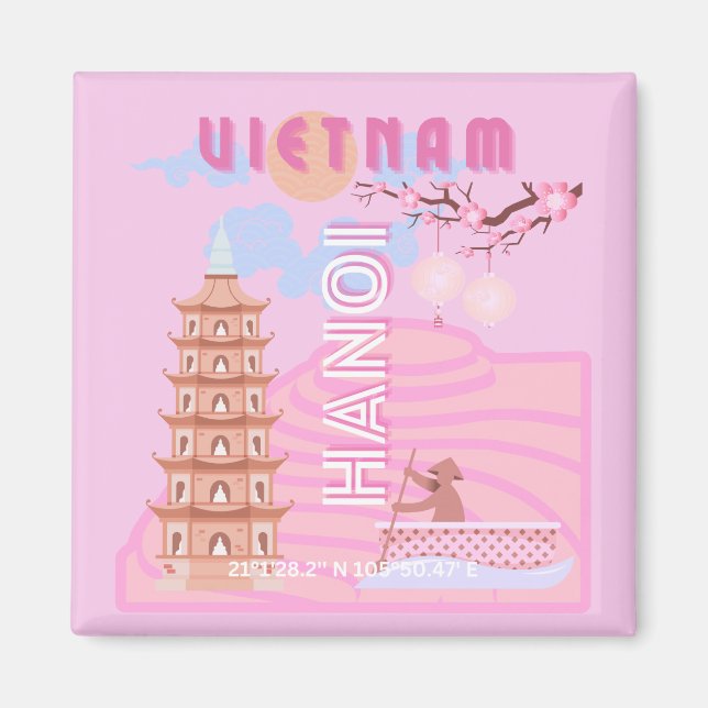 Vietnam Travel Art, Rosa Magnet (Framsidan)