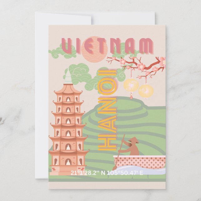 Vietnam Travel Art, Vintage Julkort (Framsida)