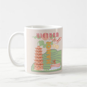 Vietnam Travel Art, Vintage Kaffemugg