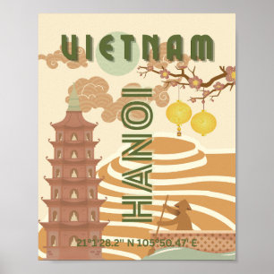 Vietnam Travel Art, Vintage Poster