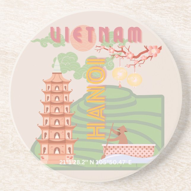 Vietnam Travel Art, Vintage Underlägg (Framsidan)
