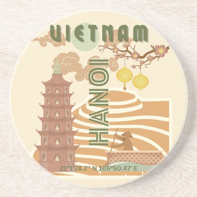 Vietnam Travel Art, Vintage Underlägg (Framsidan)