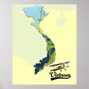 Vietnam Travel karta Poster